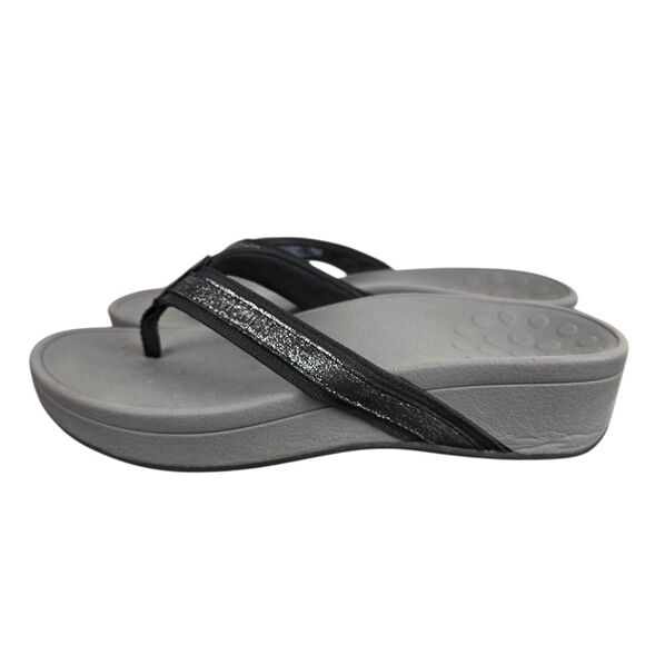 Vionic High Tide Foil Flip Flop Thong Sandals TVW4895 Black Silver Sz 8 - Picture 7 of 16